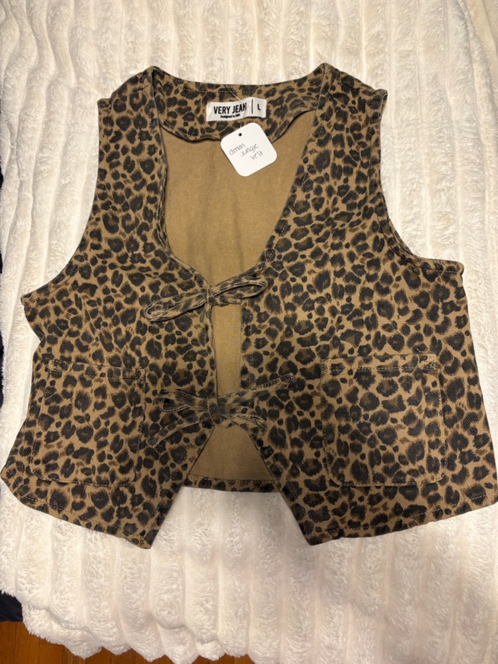 Very Jean Leopard Print Tie-Front Vest - Brown/Black